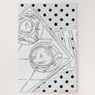 Noir et blanc Paris Bistro Table Jigsaw Puzzle