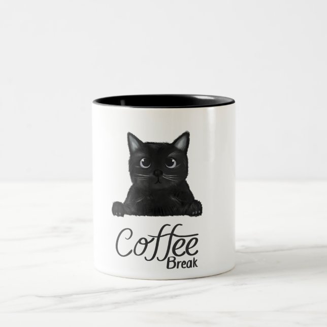 Noir et blanc Simple Cute Café Break Mug (Centre)
