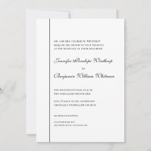Noir et blanc Simple élégante invitation de mariag
