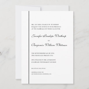 Noir et blanc Simple élégante invitation de mariag