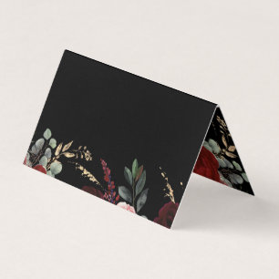 Noir et Bourgogne Rouge Floral Élégant