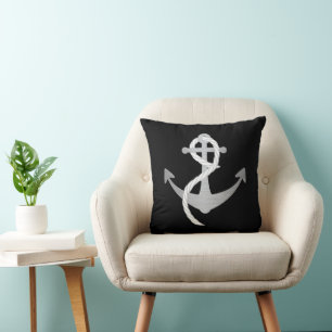 Noir et coussin nautique moderne d'argent