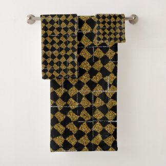 Noir et ensemble de serviette d'étincelle d'or