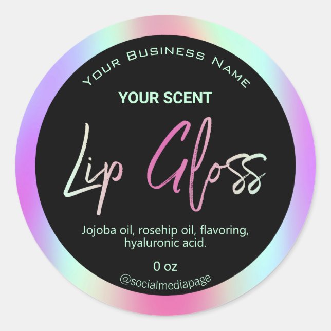 Noir Et Holographique Étiquettes Gloss Lip (Devant)