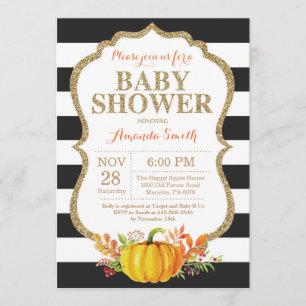 Noir et invitation de baby shower de citrouille