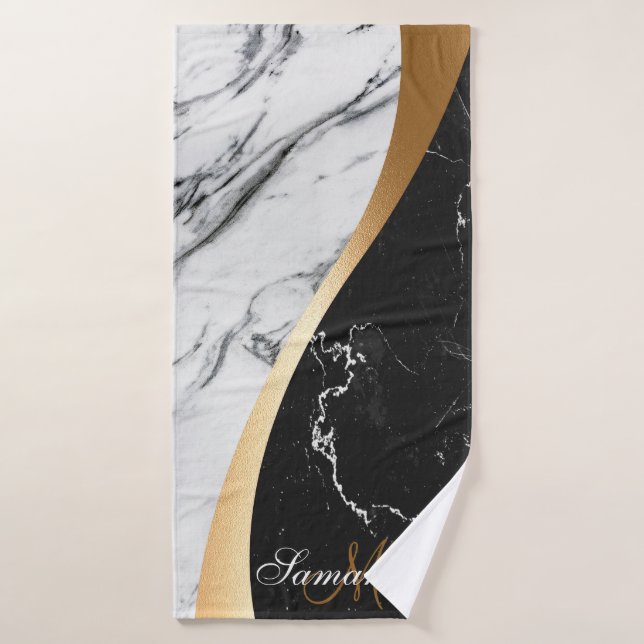 Noir et Marbre blanc (Serviette de bain)