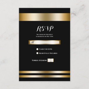 Noir et partie chic élégante d'or épousant RSVP