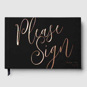 Noir et Rose Gold Modèle Livre d'invité Signature