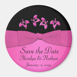 Noir et rose mariage Favor Magnet