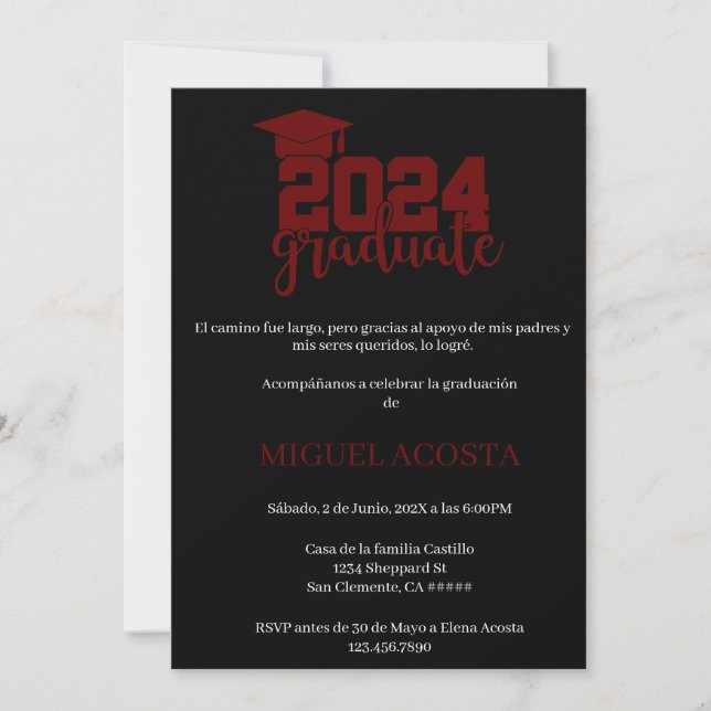 Noir et rouge Graduate 2024 invitation (Devant)