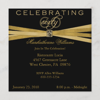 Noir et soixantième invitations de fête
