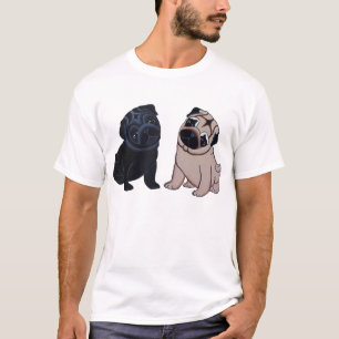 Noir et T-shirt de chiots de carlin de faon
