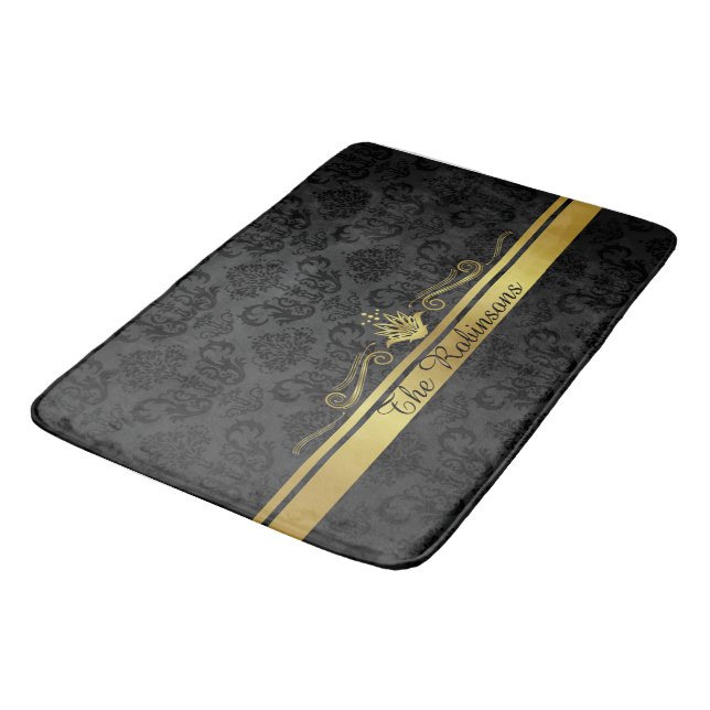 Noir et tapis de bain en filigrane d'or (Angle)