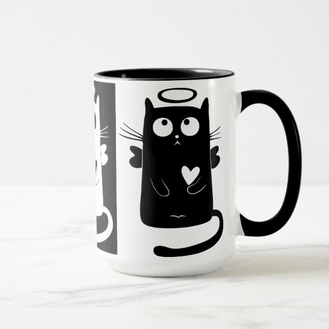 Noir fait sur commande tasse de Meow de sonnerie (Droite)