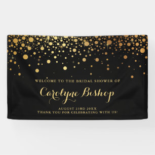 Noir Faux Gold Confetti Bannière de la fête nupt