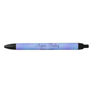Noir Faux Iridescente Foil Nom élégant Stylo à encre no