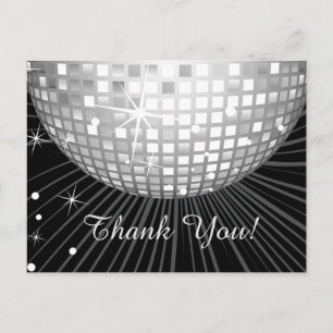 NOIR, FÊTE DISCO, DANSE, CARTE DE REMERCIEMENTS D'