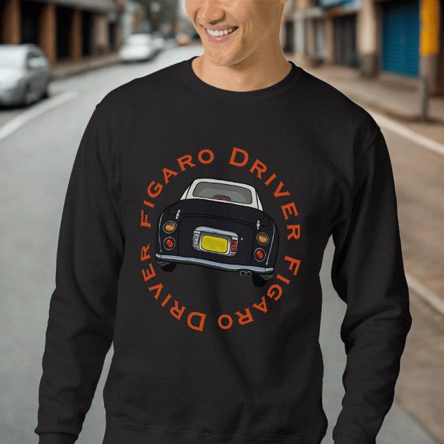 Noir Figaro Pilote Sweatshirt de Figarations Rétro (A fun black figgy sweatshirt with space for your name or car name. Or leave it as Figaro Driver)