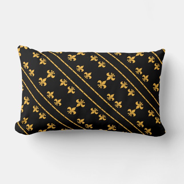 Noir Fleur-De-Lis et coussin de concepteur d'or (Recto)