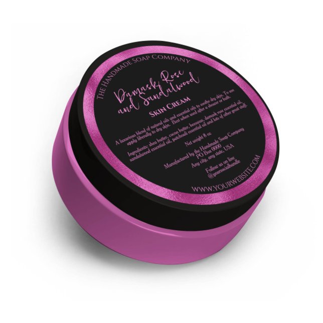 Noir & Fuchsia Cosmétiques Étiquette de jarre avec (Créateur téléchargé)