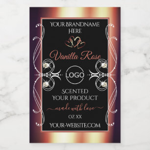 Noir glamour et Rose Logo Brown Étiquettes de prod