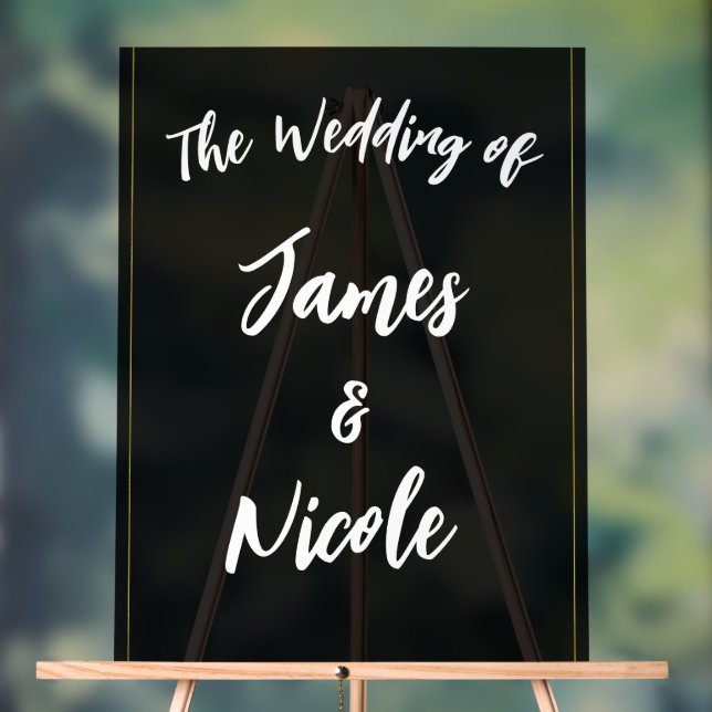Noir Gris Or Moderne Minimal Mariage élégant (Neutre)