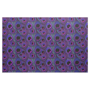 Noir gris rose pourpre de tissu de plume de paon