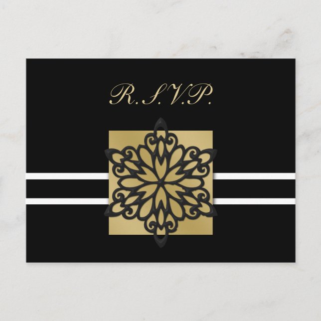 noir hiver Mariage carte rsvp (Devant)
