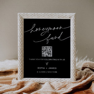 NOIR Honeymoon Fund Wedding Sign Poster