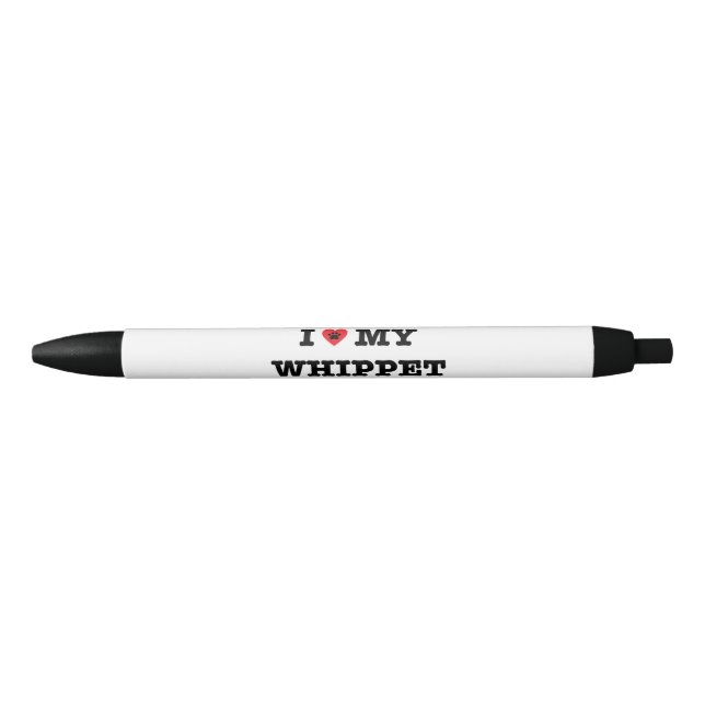 Noir I coeur mon stylo de whippet (Devant)
