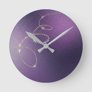 Noir Imitat-Goldlila gefrorene Runde Wanduhr