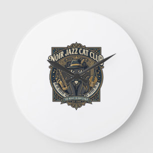 Noir Jazz Katze Katzen-Vater-Geschenkidee - Noir J Große Wanduhr