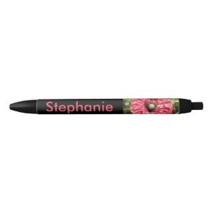 Noir Joli Stylo Fleur Rouge Macro Personnalisé
