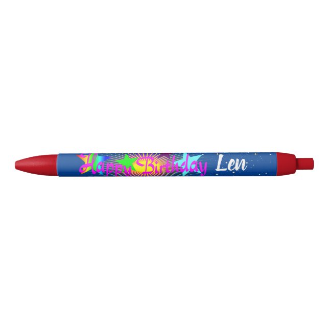 Noir Joyeux Anniversaire Personnalisé Stylo (Devant)
