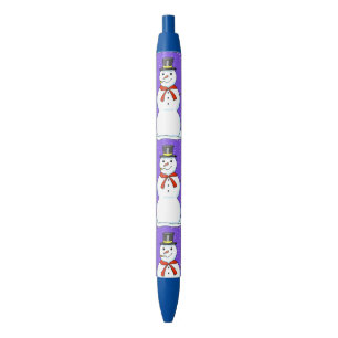 Noir Joyeux Stylo de Noël Snowman