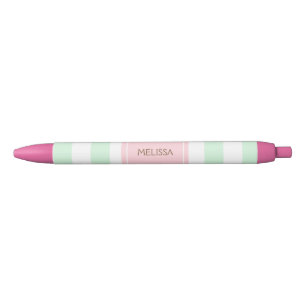 Noir Menthe personnalisée et stylo rayé rose