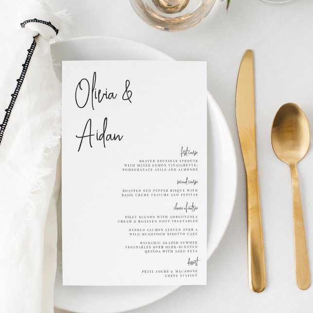 Noir | Menu de Mariage de script manuscrit moderne (Créateur téléchargé)