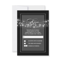 Noir moderne et élégant lampes à cordes carte RSVP