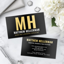 Noir Moderne Or Monogramme Professionnel