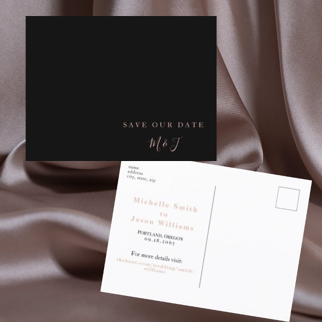 Noir moderne & Rose Gold Enregistrer la date Carte (Créateur téléchargé)