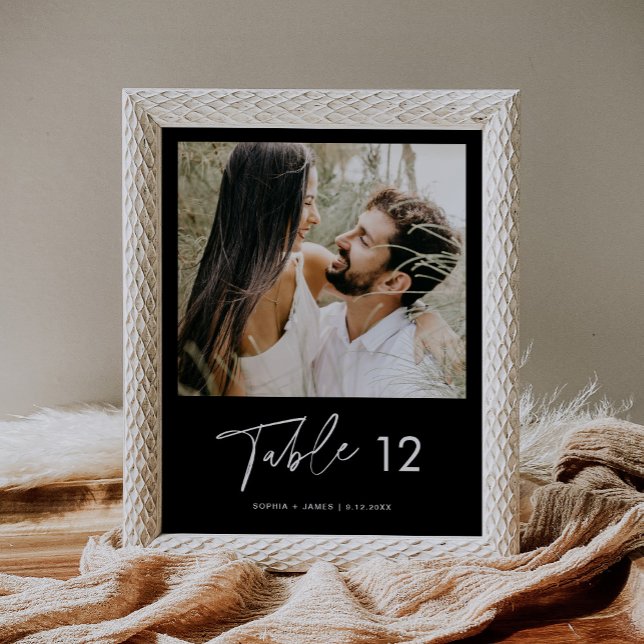 NOIR Modernes Minimalistisches Foto Tischnummer 8x Poster (Von Creator hochgeladen)