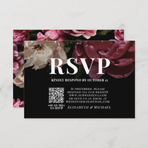 Noir Moody Blush Bourgogne QR Code Mariage RSVP