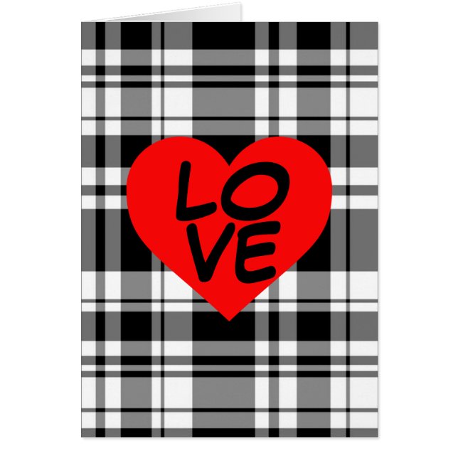 Noir N' Plaque de tartan blanc avec détail de coeu (Devant)