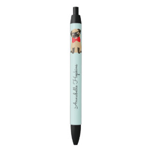 Noir Nom du Carlin Hipster mignon Stylo d'encre noire