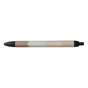Noir Nom Personnalisé Chic Earth Tone Stripes Stylo