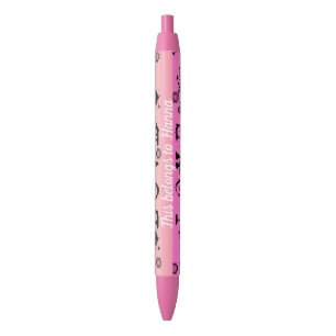 Noir Nom personnalisé Stylo d'amour rose