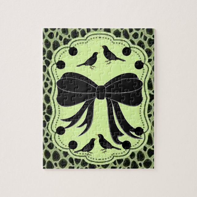 noir oiseaux arc vert puzzle tout le monde (Vertical)