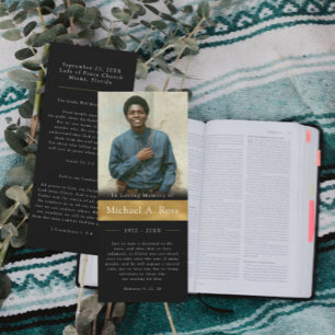 Noir & Or   Carte de prière funéraire