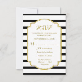 Noir or et blanc stries mariage RSVP