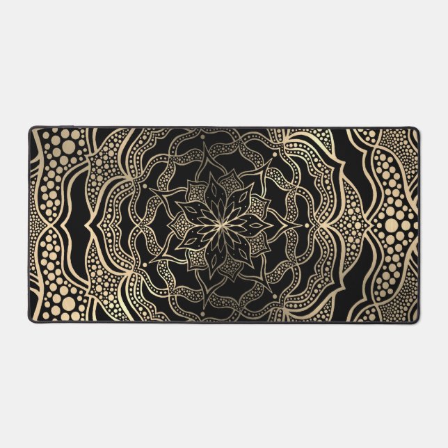 Noir & Or Floral Mandala Belle Chic élégant (Recto)